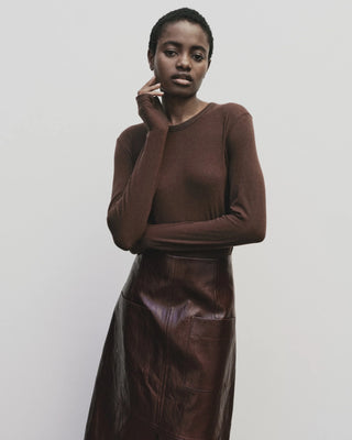 Mijeong Park Wool Tencel Crew Neck Top - Brown