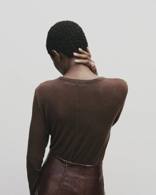 Mijeong Park Wool Tencel Crew Neck Top - Brown
