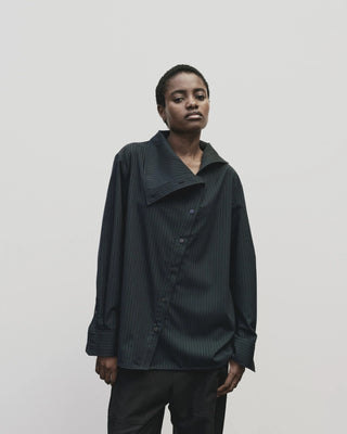 Mijeong Park Asymmetric Striped Shirt - Navy