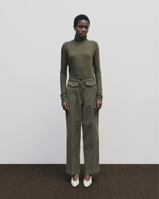 Mijeong Park Roll Neck Jersey Top - Light Olive