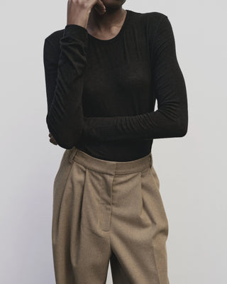 Mijeong Park Wool Tencel Crew Neck Top - Black