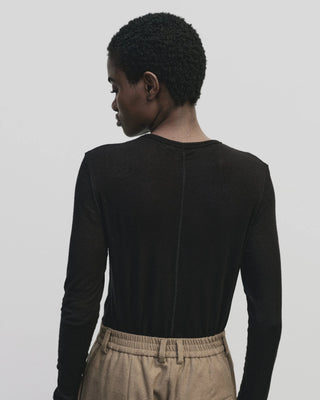 Mijeong Park Wool Tencel Crew Neck Top - Black