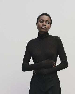 Mijeong Park Roll Neck Jersey Top - Black