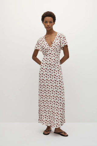 Faithfull the Brand Boda Midi Dress in Hazy Deep Red Rose