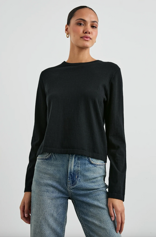 Rails Cotton Cashmere Long Sleeve Tee in Black