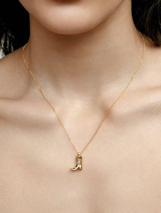 Wolf Circus Cowboy Boot Charm Necklace in Gold