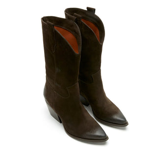 Sister x Soeur Zyla Cowboy Boot in Brown Suede