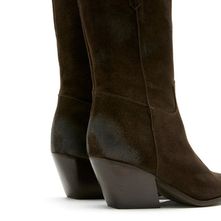 Sister x Soeur Zyla Cowboy Boot in Brown Suede