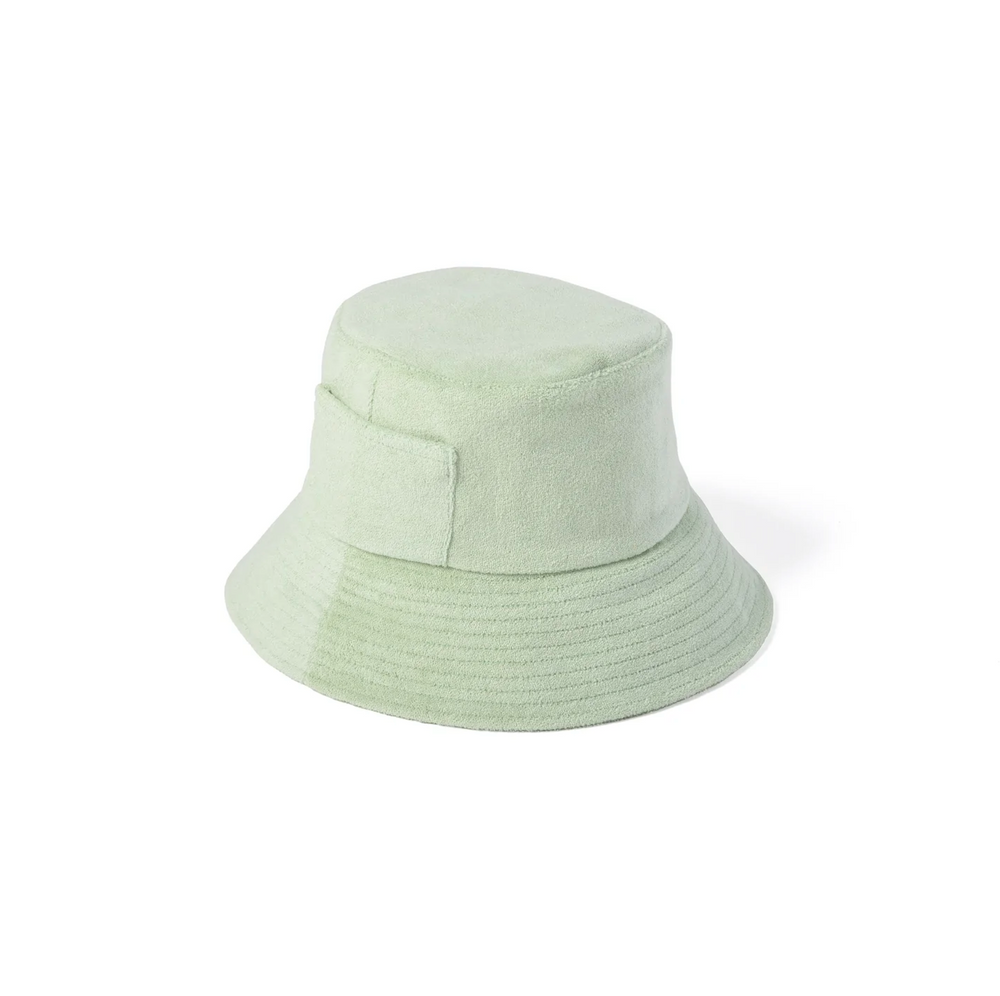 Lack of Color Wave Terry Bucket Hat in Mint Green