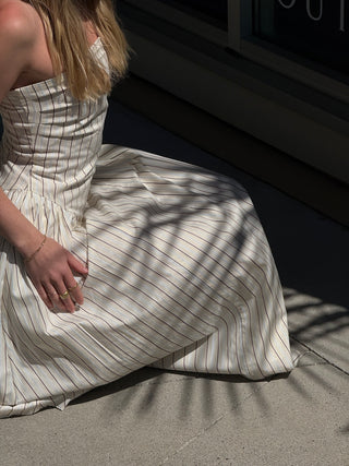 Faithfull Benetta Midi Dress - Fiori Stripe Lemon