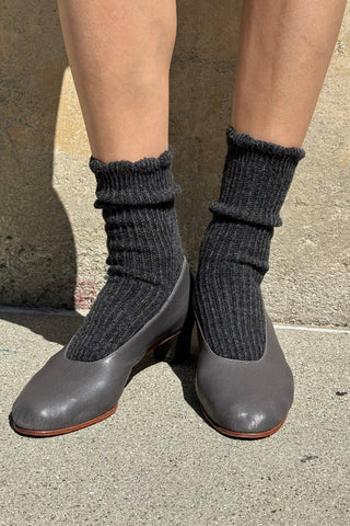 Linen Scallop Socks - (wholesale): Naturel