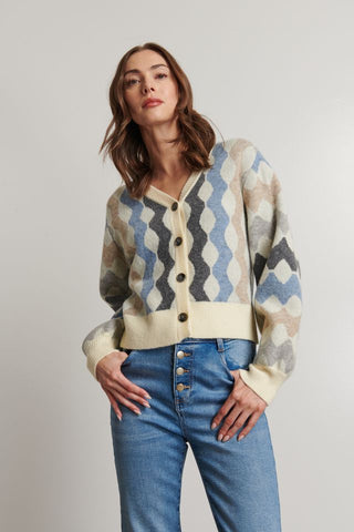 Line The Label Darcie Cardigan in Asphalt Waves
