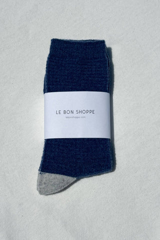 Le Bon Shoppe Wool Waffled Socks - Denim / Stone