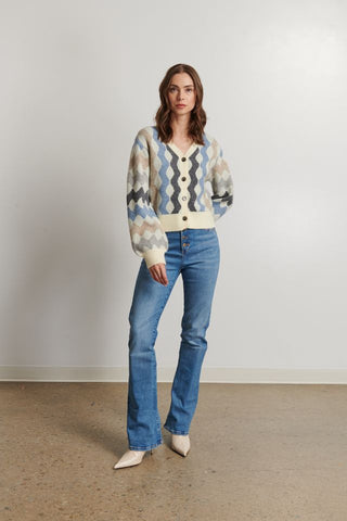 Line The Label Darcie Cardigan in Asphalt Waves