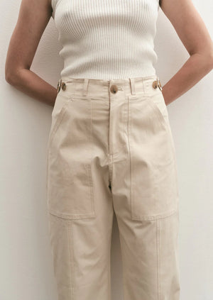 Mijeong Park Cropped Workwear Pants in Light