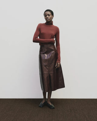Mijeong Park Roll Neck Jersey Top - Burgundy