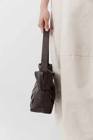 St Agni Woven Mini Tote - Chocolate