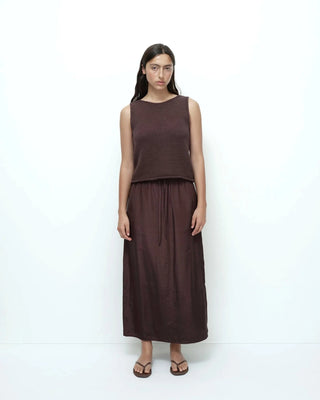 Mijeong Park Drawstring Midi Skirt - Dark Brown