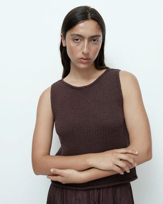 Mijeong Park Boat Neck Knit Tank - Dark Brown