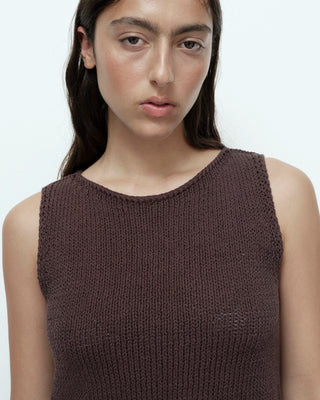 Mijeong Park Boat Neck Knit Tank - Dark Brown