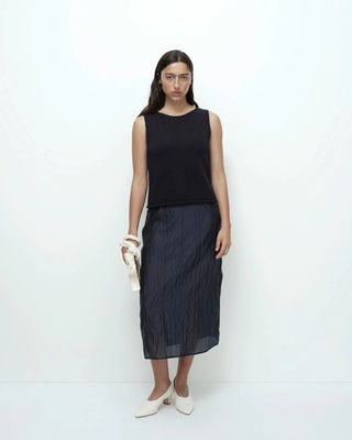 Mijeong Park Crinkled Midi Skirt - Navy