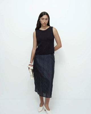 Mijeong Park Crinkled Midi Skirt - Navy