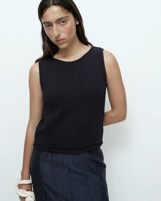 Mijeong Park Boat Neck Knit Tank - Navy