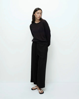 Mijeong Park Semi Sheer Linen Blend Knit Top - Black