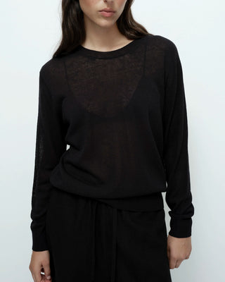 Mijeong Park Semi Sheer Linen Blend Knit Top - Black