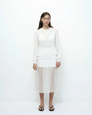 Mijeong Park Semi Sheer Linen Blend Knit Top - White