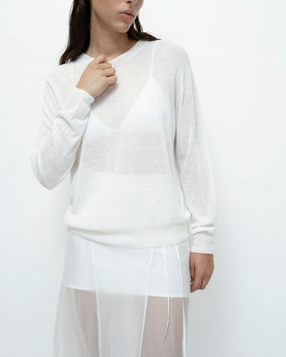 Mijeong Park Semi Sheer Linen Blend Knit Top - White