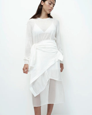 Mijeong Park Semi Sheer Linen Blend Knit Top - White