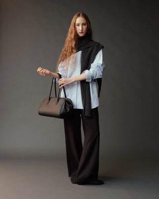Mijeong Park Wool Blend Knit Shawl in Charcoal