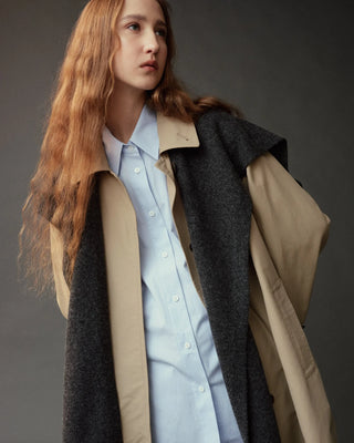 Mijeong Park Wool Blend Knit Shawl in Charcoal