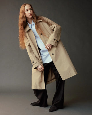 Mijeong Park Single-Breasted Trench Coat in Beige