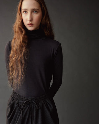 Mijeong Park Roll Neck Jersey Top in Graphite
