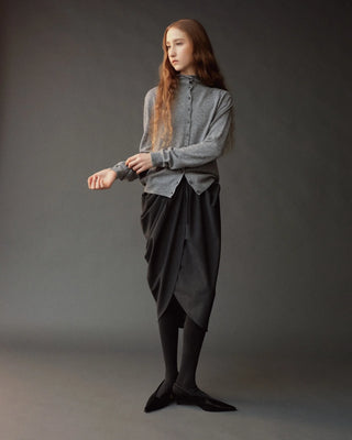 Mijeong Park Mock Neck Cardigan in Gray