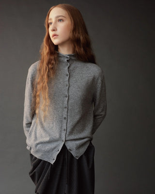 Mijeong Park Mock Neck Cardigan in Gray