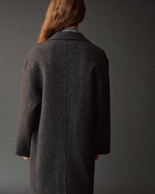Mijeong Park Single-Breasted Handmade Wool Coat in Charcoal