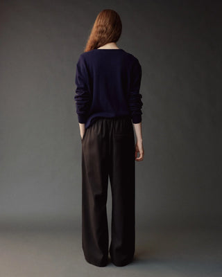 Mijeong Park Cashmere Blend V-Neck Knit in Navy