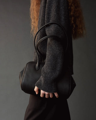 Mijeong Park Ribbed Half-Zip Sweater in Charcoal