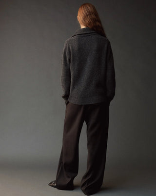 Mijeong Park Ribbed Half-Zip Sweater in Charcoal