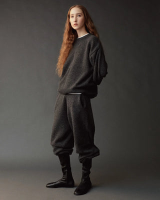 Mijeong Park Oversized Crew Neck Sweater in Charcoal