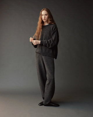 Mijeong Park Oversized Crew Neck Sweater in Charcoal