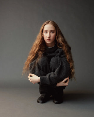 Mijeong Park Oversized Crew Neck Sweater in Charcoal