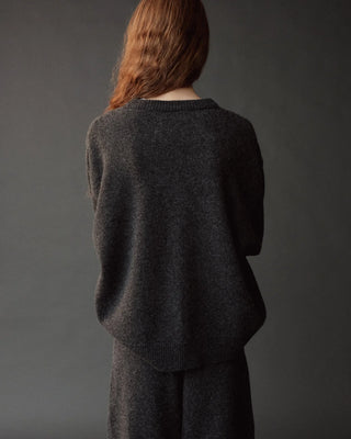 Mijeong Park Oversized Crew Neck Sweater in Charcoal