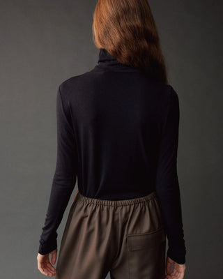 Mijeong Park Roll Neck Jersey Top in Dark Navy