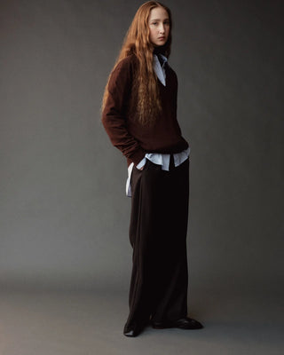 Mijeong Park Cashmere Blend V-Neck Knit in Brown