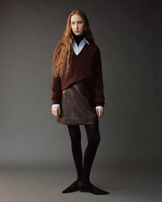 Mijeong Park Faux Leather Mini Skirt in Brown