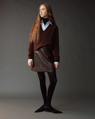 Mijeong Park Faux Leather Mini Skirt in Brown